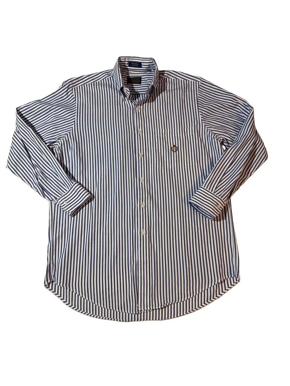 VTG Chaps Ralph Lauren Button Down Shirt Mens 16-32/33 Blue/White Stripe